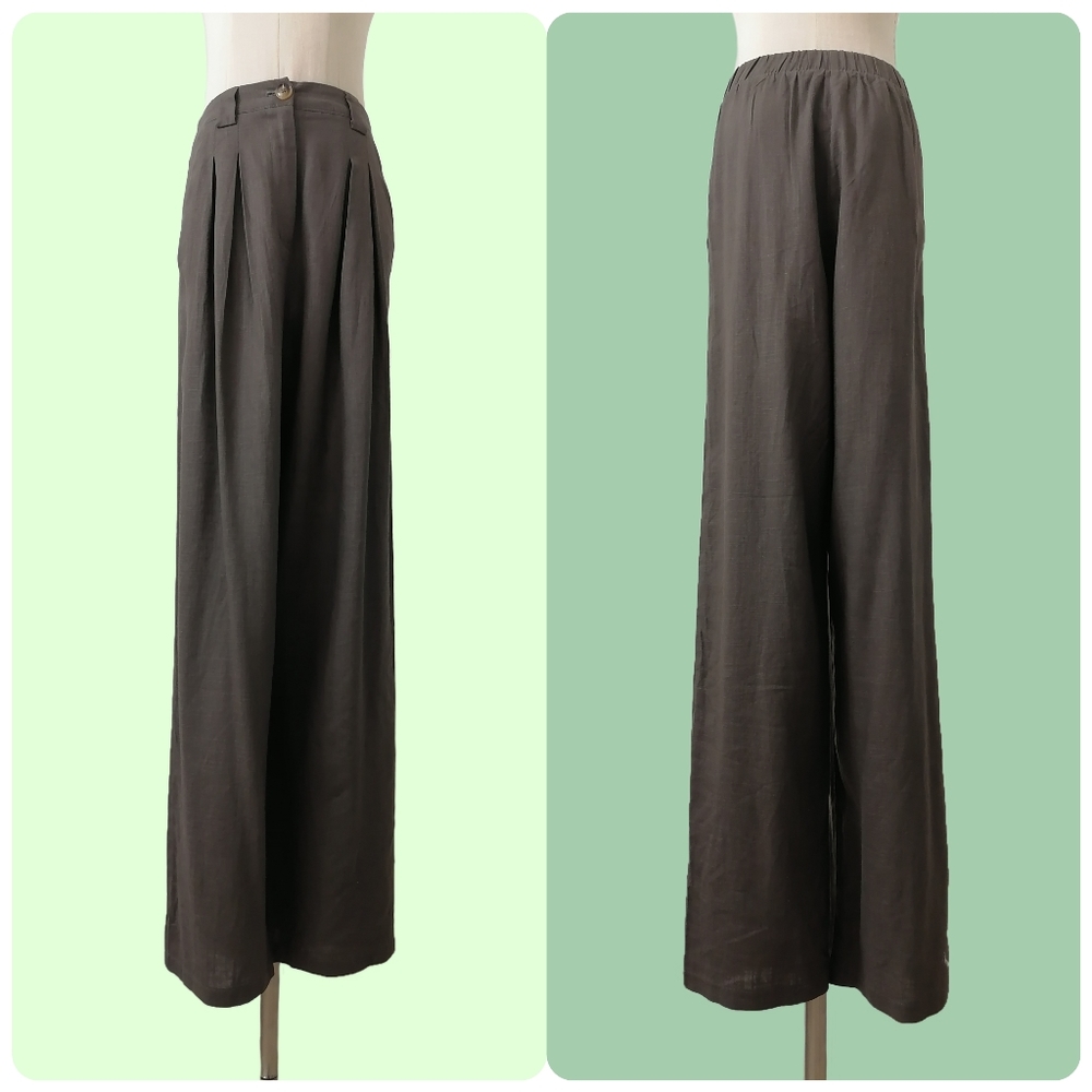 sz: S, dark gray linen/cotton blend loose fit pants by BLUSH MARK - Picture 5 of 5